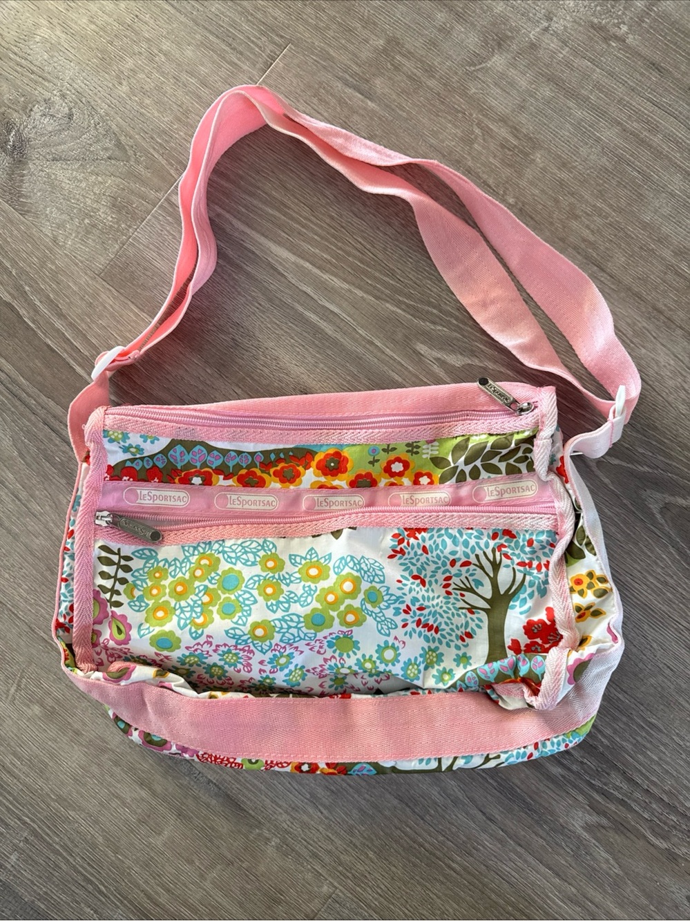 Lesportsac Pink Floral Hobo Crossbody Shoulder Bag 14x10